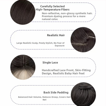 Parochňa, kórejský štýl, ofina so stredným delením, dlhé rovné vlasy, tepelne odolné vlákno, plne ručne vyrobená.