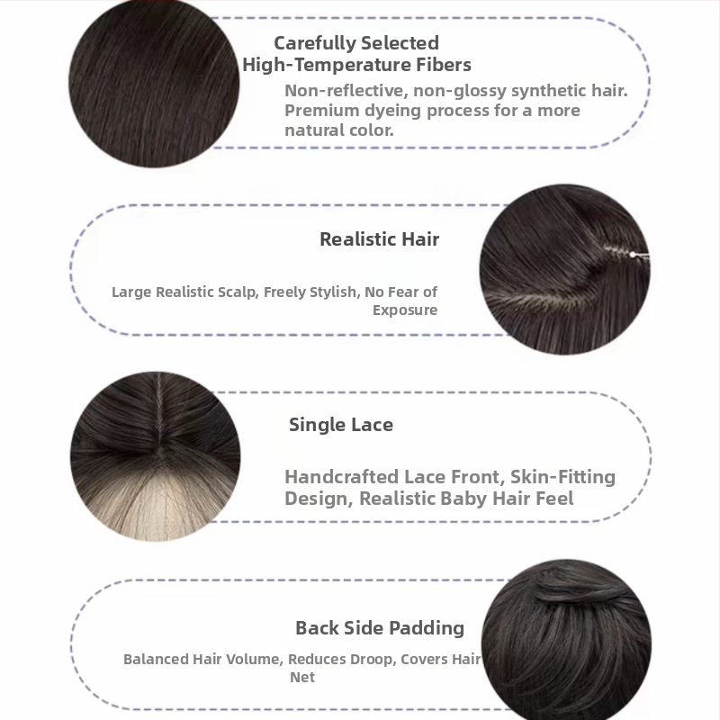 Parūka, korejiešu stilā, vidēji daļota bangs, garas taisnas matas, ar augstas temperatūras šķiedrām, pilnībā rokām austīta.