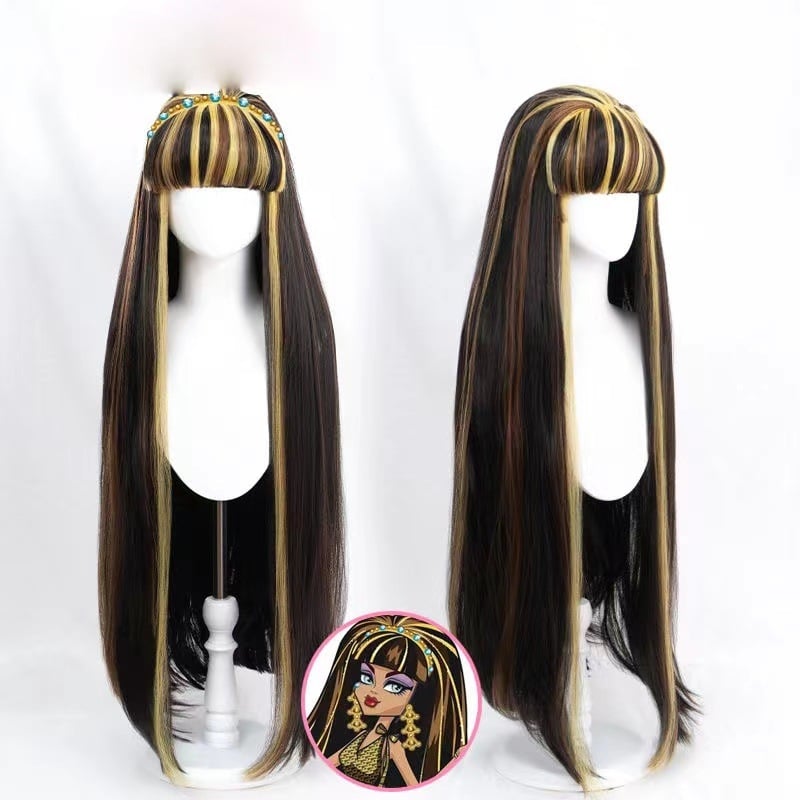 Cosplay paróka – Cleo de Nile (Monster High), magas hőmérsékletű szálak, mechanizmus, modell D686, festhető