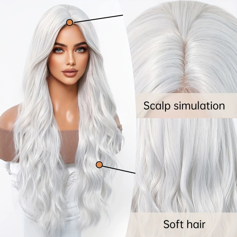 Garas viļņotas parūkas, augstas temperatūras šķiedras, modelis K-232, var krāsot un veikt perm