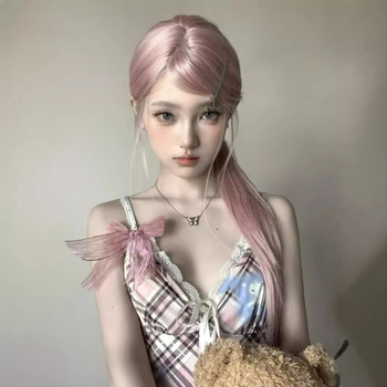 Parochňa pre ženy, prirodzený štýl, vlákna odolné voči teplote, šikmé ofiny, model plnej hlavy