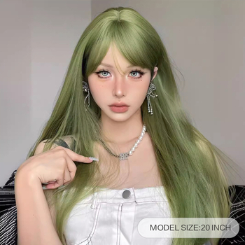 Dlhá rovná parochňa s ofinkou, tepelne odolné vlákna, prirodzený štýl, konštrukcia s mechanizmom, model: Fruit Hood