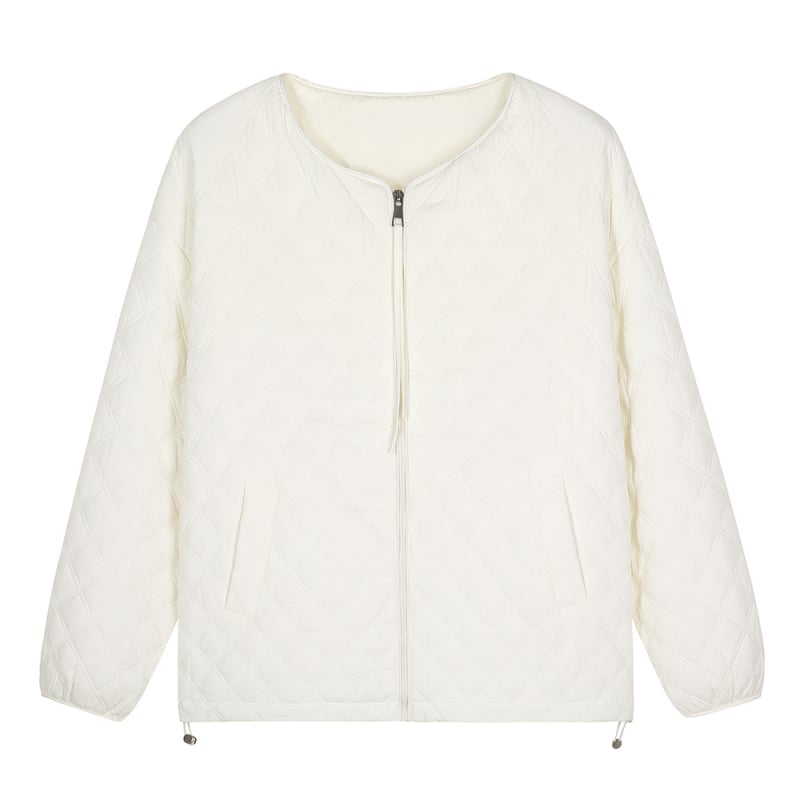 Korėjiečio stiliaus žieminis švarkas su apvaliu kaklu, kvilintu medvilnės įdaru, laisvas kirpimas