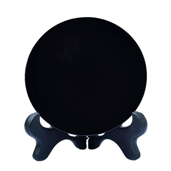 Obsidiāna disks Feng Šui dekors ar atspoguļotu virsmu un septiņu zvaigžņu pamatni, ģeometrija, mūsdienīga vienkāršība