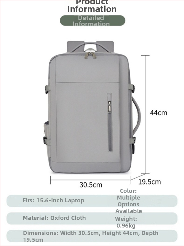 Unisex mugursoma no Oxford auduma, 20–35 L, piemērota 15 collu klēpjdatoram, paplašināma ietilpība