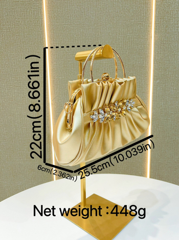 Geantă clutch din piele PU, stil dumpling, închidere cu lacăt, buzunar pentru telefon, căptușeală din poliester