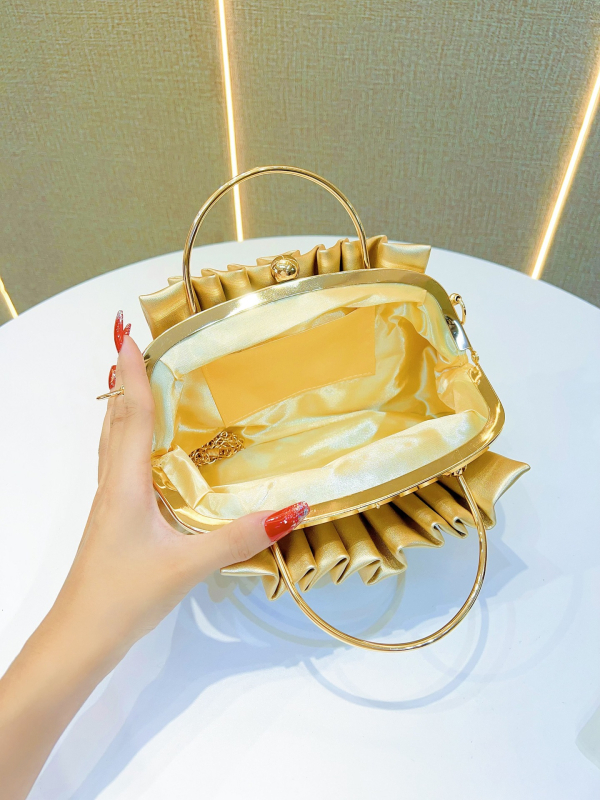 Geantă clutch din piele PU, stil dumpling, închidere cu lacăt, buzunar pentru telefon, căptușeală din poliester