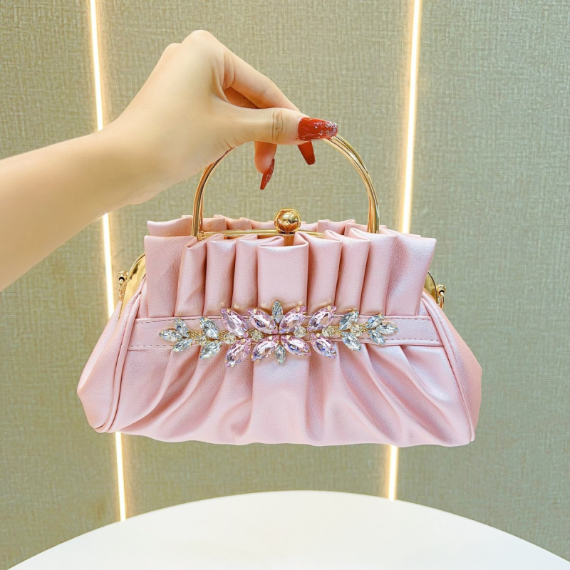 Geantă clutch din piele PU, stil dumpling, închidere cu lacăt, buzunar pentru telefon, căptușeală din poliester