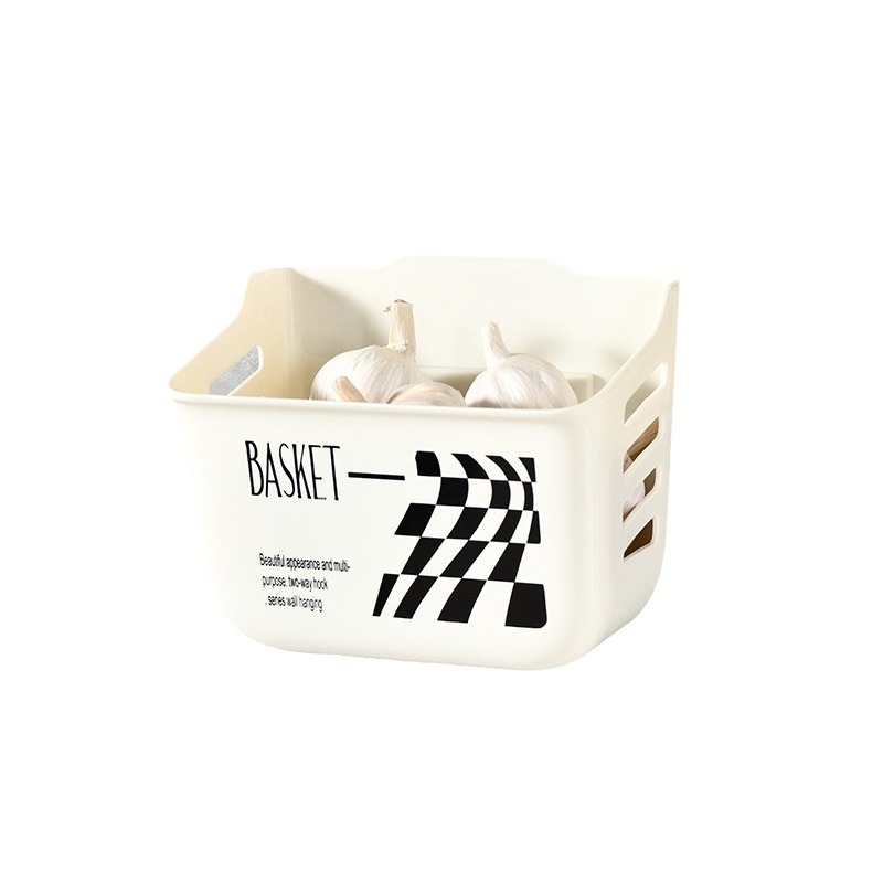 Plastična zidna košara za skladištenje, za kuhinju i kupaonu, za zeleni luk, đumbir i češnjak, model 8019