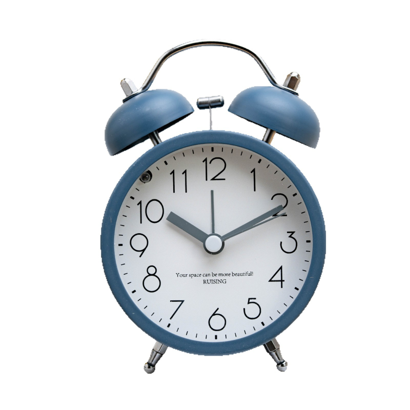 Stolný budík s alarmom a nočným svetlom, LCD a analógový displej; kovové telo; napájanie batériou; pohon Tiancheng
