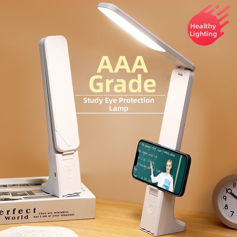 Sklopiva stolna lampa za učenje s LED zaštitom vida, punjiva baterija, dodirni prekidač, ABS sjenilo (CRI 80–89; razina osvjetljenja AA; CE certifikacija; ugrađena litijska baterija; napon ≤36V)
