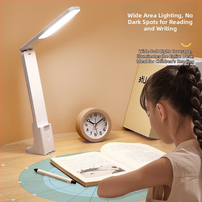 Sklopiva stolna lampa za učenje s LED zaštitom vida, punjiva baterija, dodirni prekidač, ABS sjenilo (CRI 80–89; razina osvjetljenja AA; CE certifikacija; ugrađena litijska baterija; napon ≤36V)