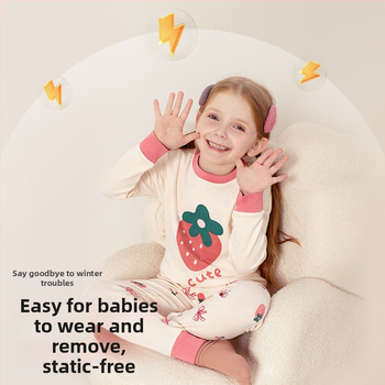 Vaikų pižamų komplektas - 95% medvilnė, 5% elastanas, antibakterinis, rudens–žiemos, unisex, princesės stilius, karikatūros raštas