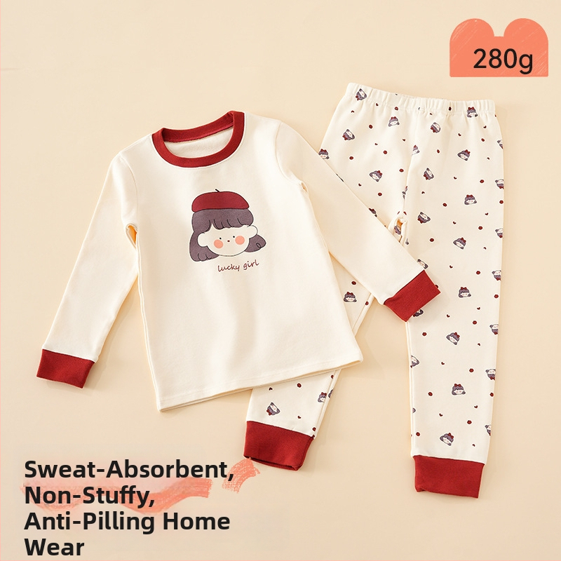 Vaikų pižamų komplektas - 95% medvilnė, 5% elastanas, antibakterinis, rudens–žiemos, unisex, princesės stilius, karikatūros raštas