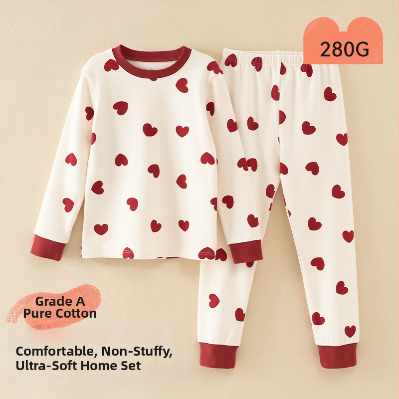 Vaikų pižamų komplektas - 95% medvilnė, 5% elastanas, antibakterinis, rudens–žiemos, unisex, princesės stilius, karikatūros raštas