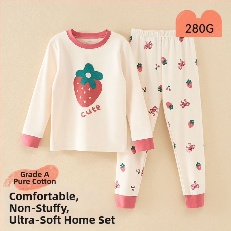 Vaikų pižamų komplektas - 95% medvilnė, 5% elastanas, antibakterinis, rudens–žiemos, unisex, princesės stilius, karikatūros raštas