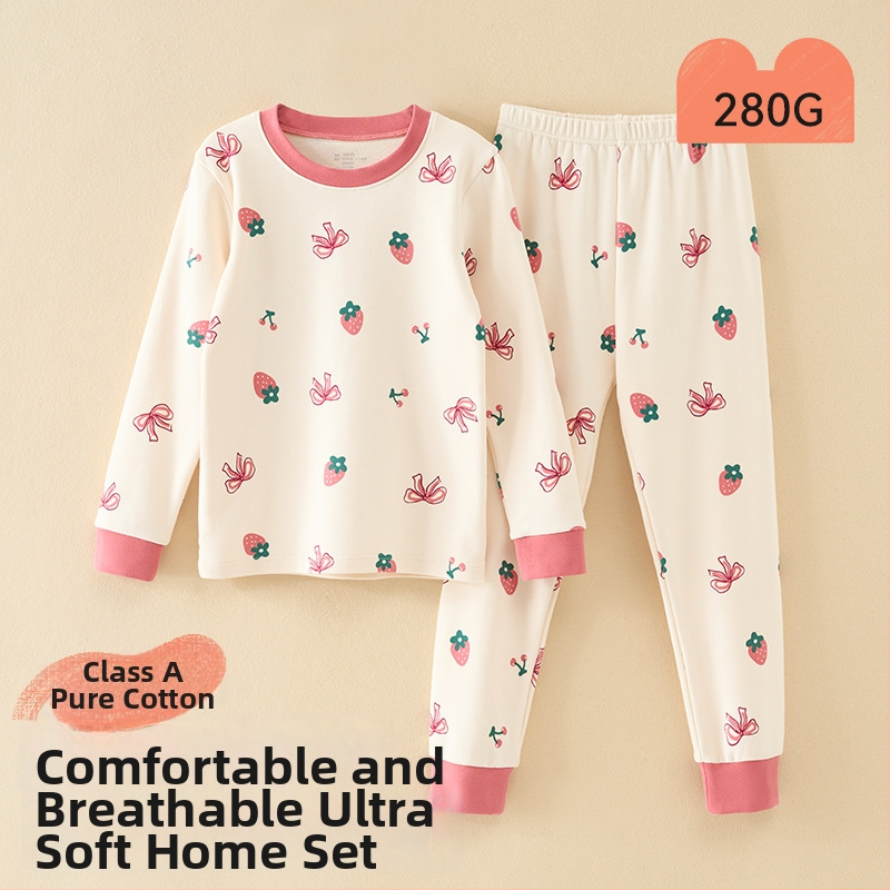 Vaikų pižamų komplektas - 95% medvilnė, 5% elastanas, antibakterinis, rudens–žiemos, unisex, princesės stilius, karikatūros raštas