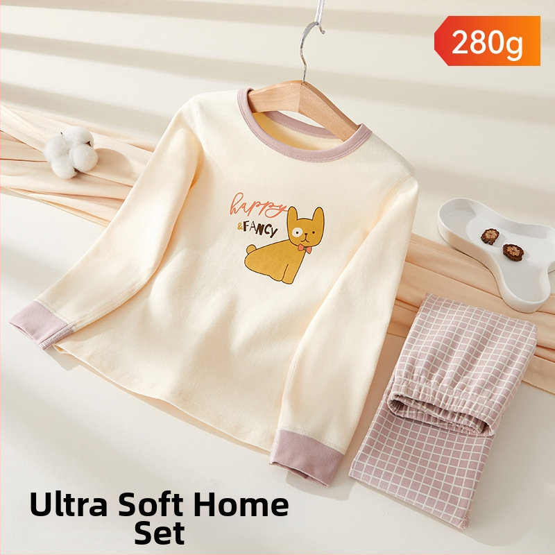 Vaikų pižamų komplektas - 95% medvilnė, 5% elastanas, antibakterinis, rudens–žiemos, unisex, princesės stilius, karikatūros raštas