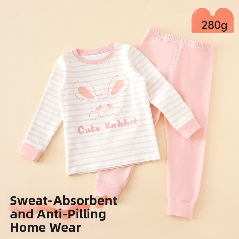 Vaikų pižamų komplektas - 95% medvilnė, 5% elastanas, antibakterinis, rudens–žiemos, unisex, princesės stilius, karikatūros raštas