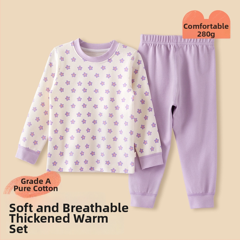 Vaikų pižamų komplektas - 95% medvilnė, 5% elastanas, antibakterinis, rudens–žiemos, unisex, princesės stilius, karikatūros raštas