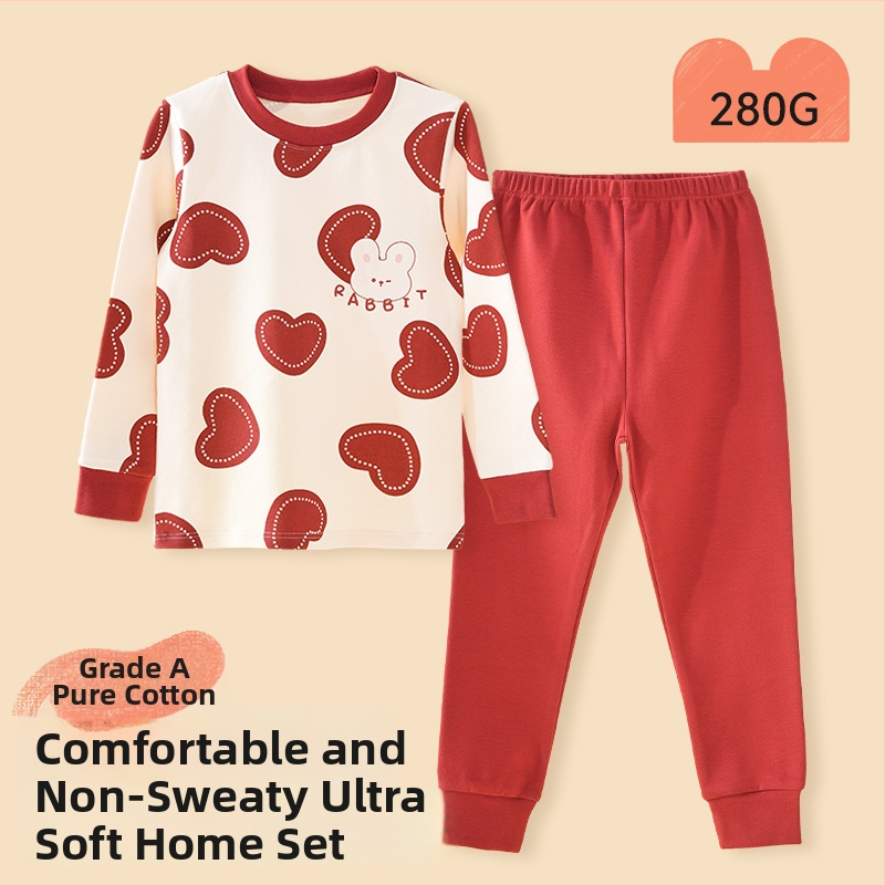 Vaikų pižamų komplektas - 95% medvilnė, 5% elastanas, antibakterinis, rudens–žiemos, unisex, princesės stilius, karikatūros raštas