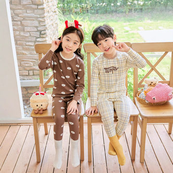 Detské termálne súpravy 95% bavlny s Lycrou, top s okrúhlym výstrihom a nohavice, unisex, pre deti 3–8 rokov, udržíva teplo