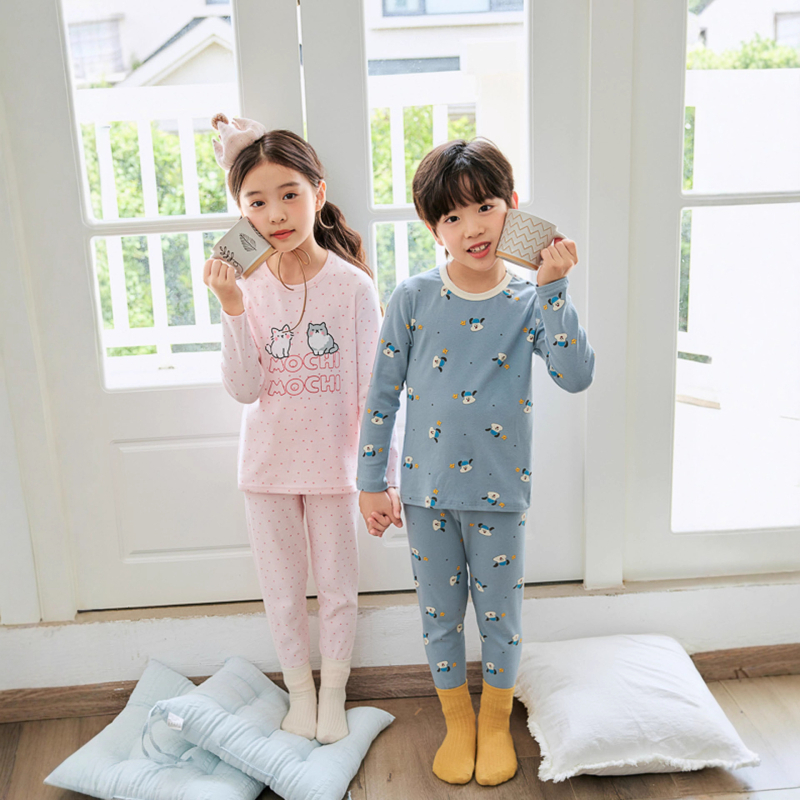 Detské termálne súpravy 95% bavlny s Lycrou, top s okrúhlym výstrihom a nohavice, unisex, pre deti 3–8 rokov, udržíva teplo