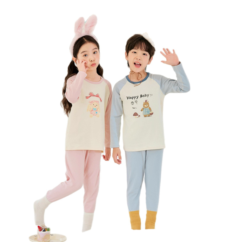 Detské termálne súpravy 95% bavlny s Lycrou, top s okrúhlym výstrihom a nohavice, unisex, pre deti 3–8 rokov, udržíva teplo