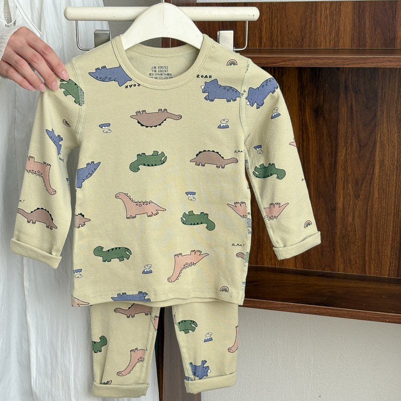 Detské termálne súpravy 95% bavlny s Lycrou, top s okrúhlym výstrihom a nohavice, unisex, pre deti 3–8 rokov, udržíva teplo