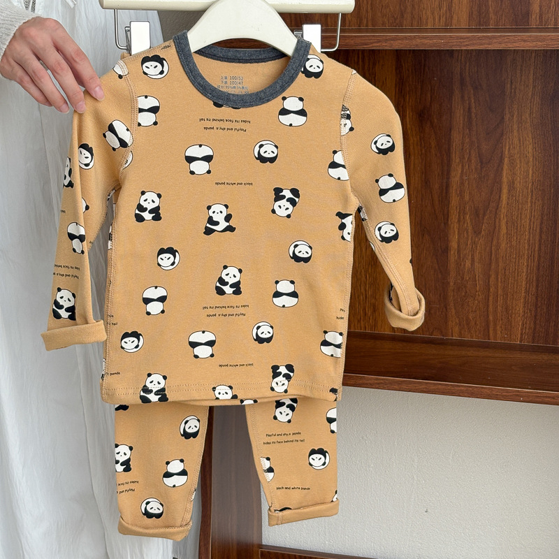 Detské termálne súpravy 95% bavlny s Lycrou, top s okrúhlym výstrihom a nohavice, unisex, pre deti 3–8 rokov, udržíva teplo