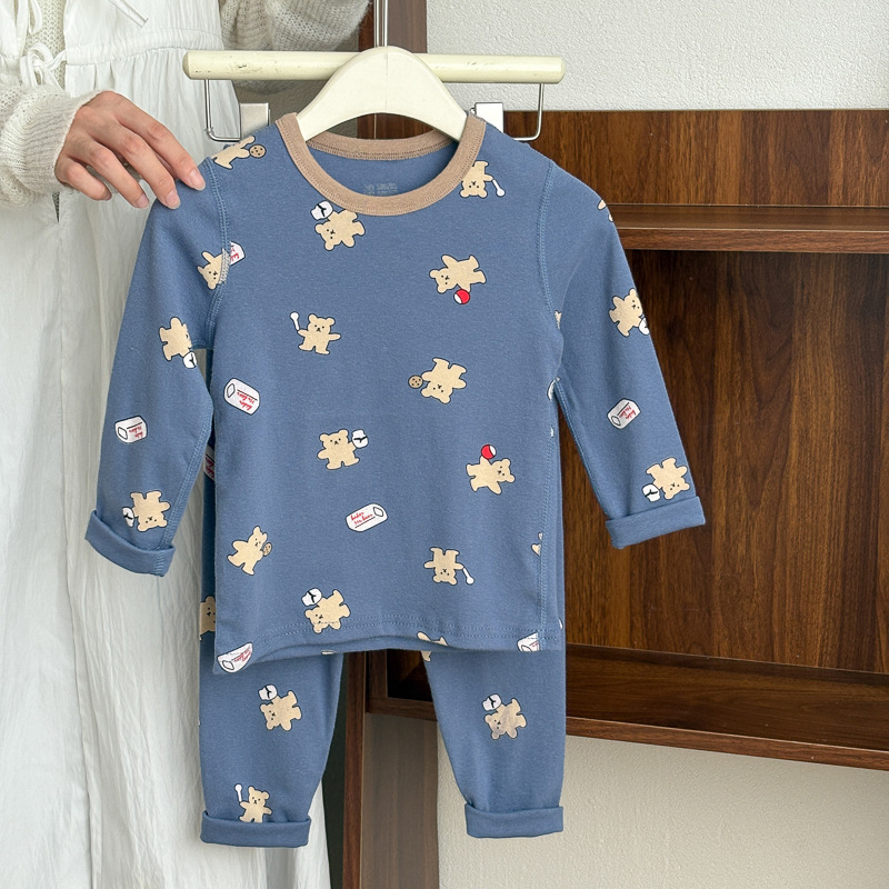 Detské termálne súpravy 95% bavlny s Lycrou, top s okrúhlym výstrihom a nohavice, unisex, pre deti 3–8 rokov, udržíva teplo