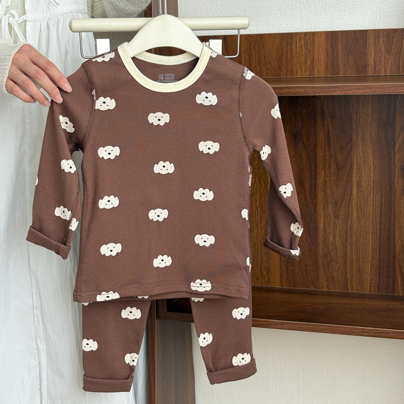 Detské termálne súpravy 95% bavlny s Lycrou, top s okrúhlym výstrihom a nohavice, unisex, pre deti 3–8 rokov, udržíva teplo