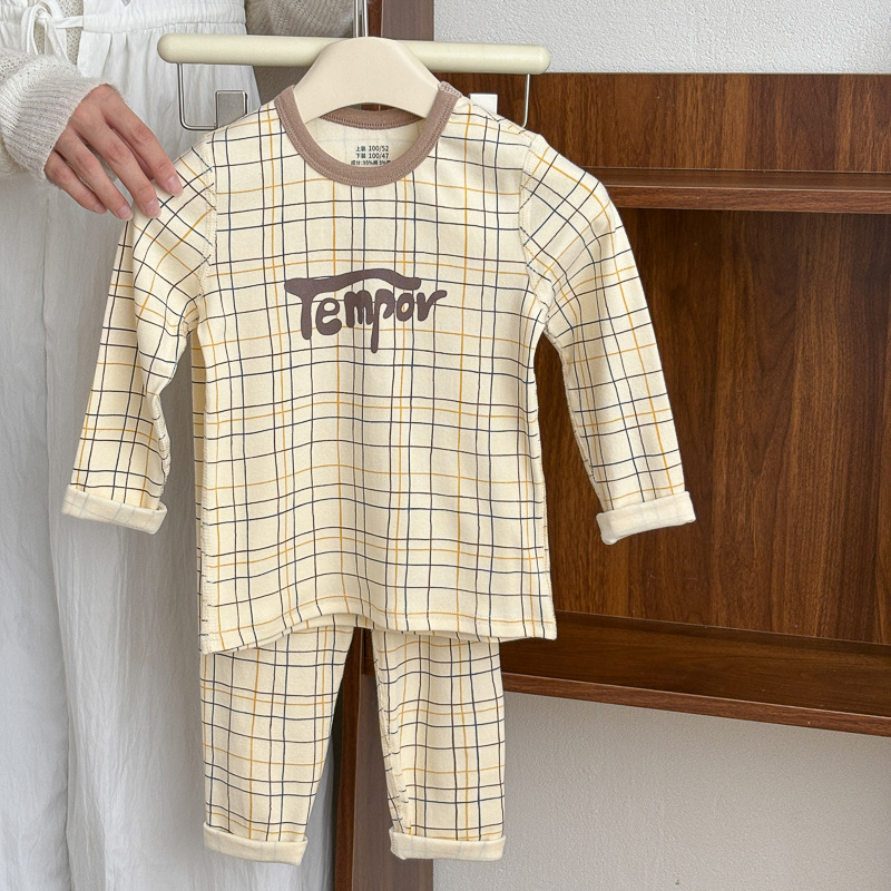 Detské termálne súpravy 95% bavlny s Lycrou, top s okrúhlym výstrihom a nohavice, unisex, pre deti 3–8 rokov, udržíva teplo