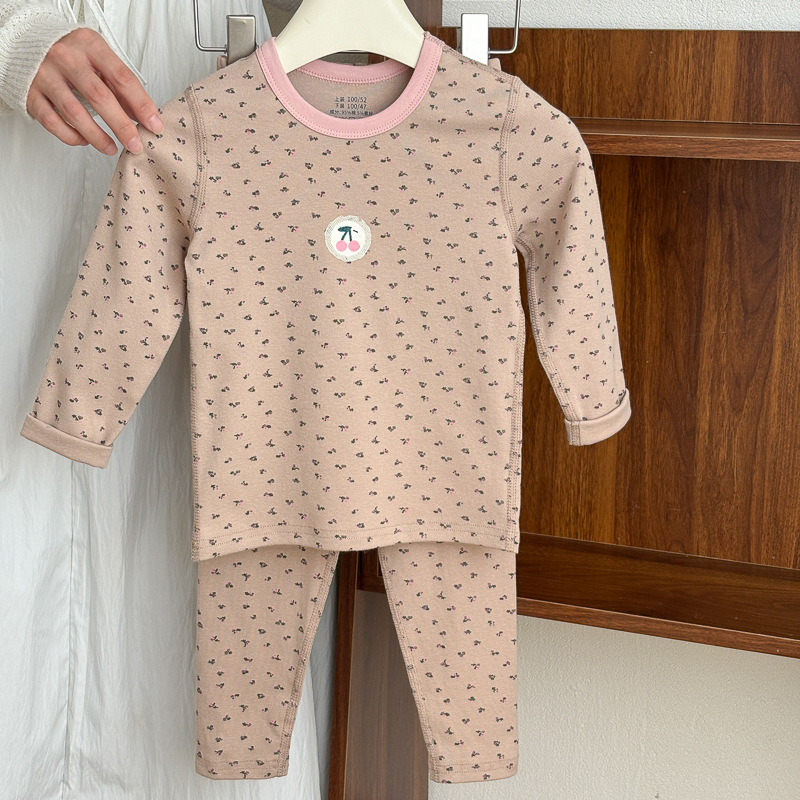 Detské termálne súpravy 95% bavlny s Lycrou, top s okrúhlym výstrihom a nohavice, unisex, pre deti 3–8 rokov, udržíva teplo