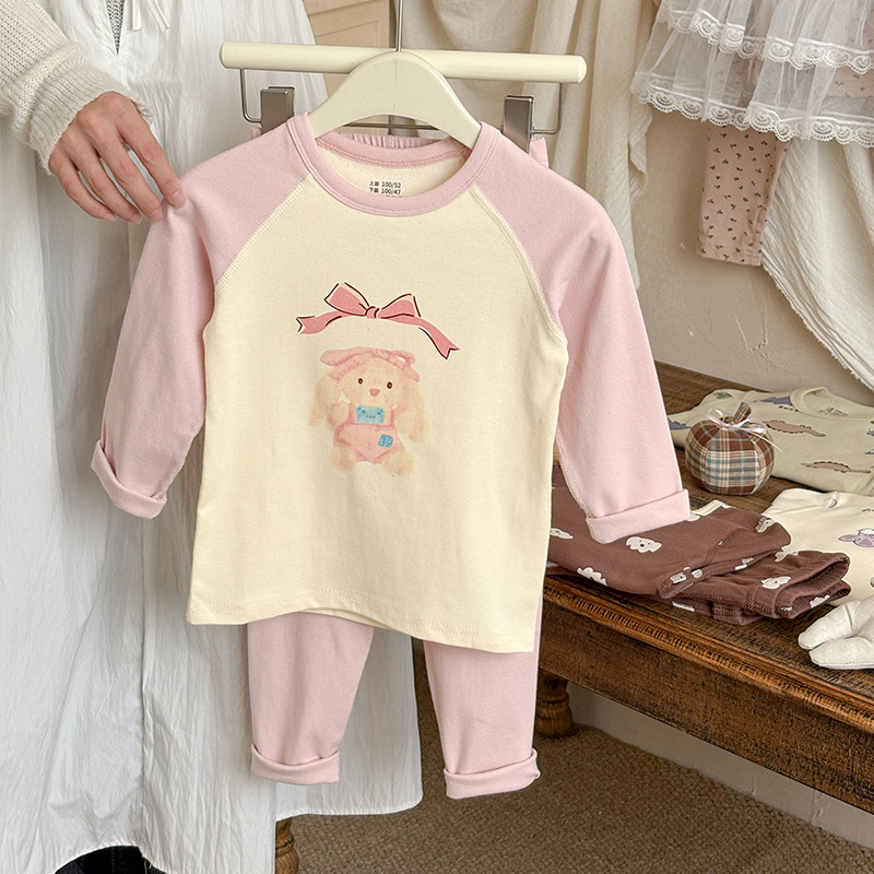 Detské termálne súpravy 95% bavlny s Lycrou, top s okrúhlym výstrihom a nohavice, unisex, pre deti 3–8 rokov, udržíva teplo