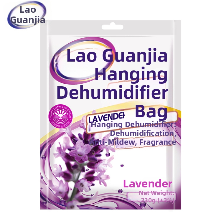 Обезвлажняващ пакет за дома с лавандов аромат — изсушава и абсорбира влажността, 230 g, опакован в торба, за окачване
