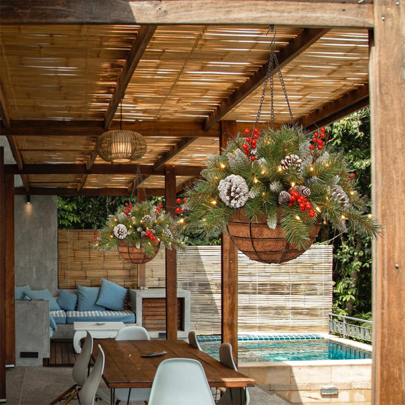 Meimei Crafts Коледен висящ венец от слама – ръчна изработка, коледна украса