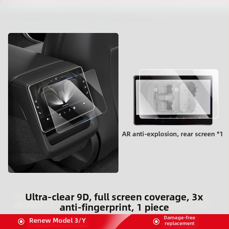 Tvirto stiklo apsauginis dangtelis centriniam Tesla Model 3/Y/YL ekranui ir galiniam ekranui — 1 metų garantija