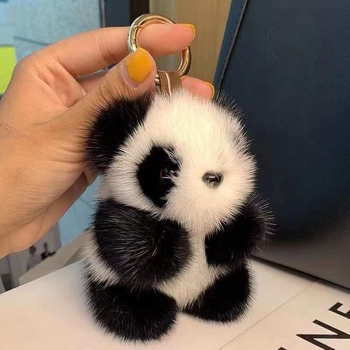 Mink pliš panda privjesak za torbu i ključeve (materijal: pliš; uzorak: panda; stil: privjesak za torbu; sezona: Zima 2024)