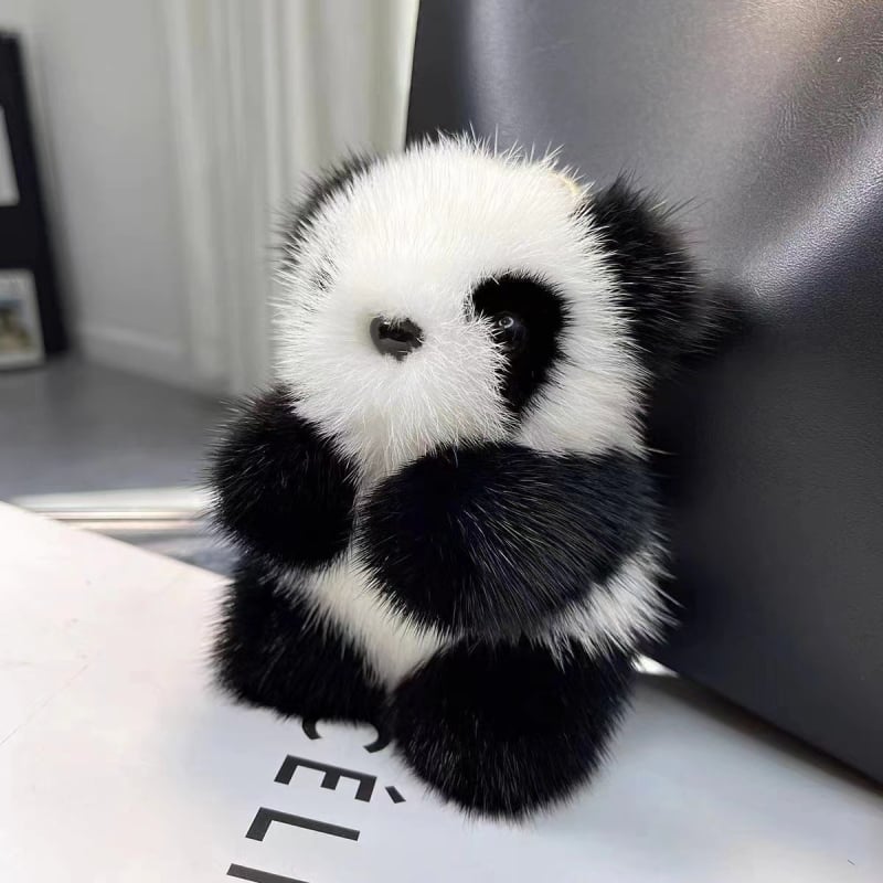 Mink pliš panda privjesak za torbu i ključeve (materijal: pliš; uzorak: panda; stil: privjesak za torbu; sezona: Zima 2024)