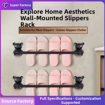 Nerezový stenový regál na papuče a uteráky do kúpeľne, 2 úrovne, nosnosť 20 kg, lesklý povrch