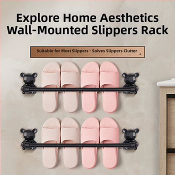 Nerezový stenový regál na papuče a uteráky do kúpeľne, 2 úrovne, nosnosť 20 kg, lesklý povrch