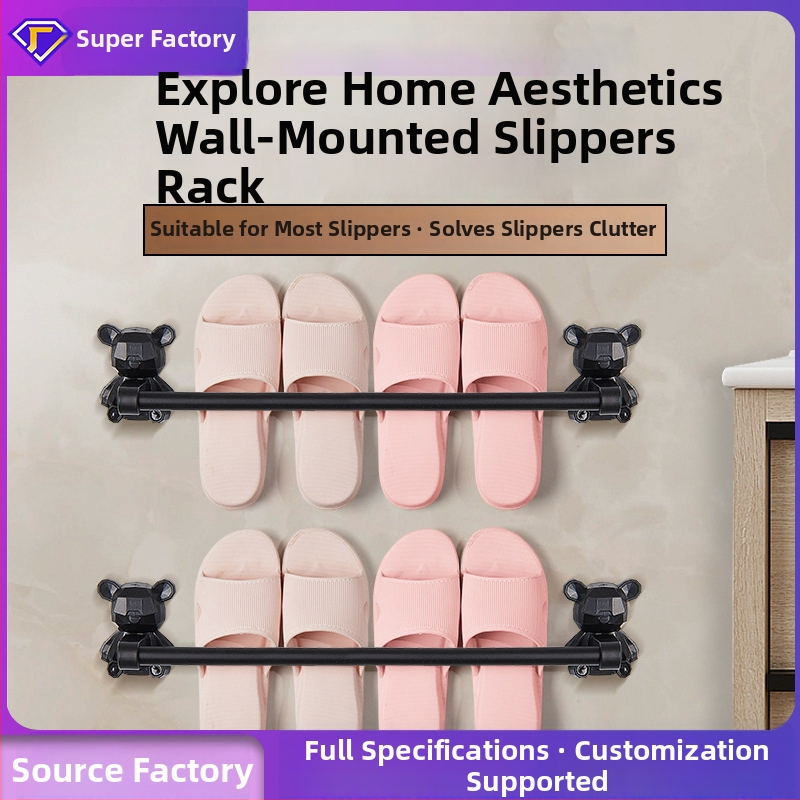 Nerezový stenový regál na papuče a uteráky do kúpeľne, 2 úrovne, nosnosť 20 kg, lesklý povrch