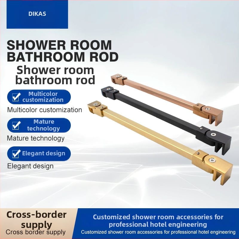 Dušas telpas stikla durvju vilkšanas stienis – galva no cinka sakausējuma, stienis no 304 nerūsējošā tērauda, mūsdienīgs minimālisma stils.