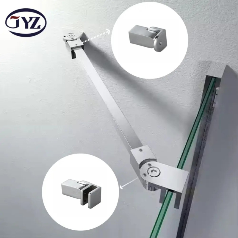 Dušas telpas stikla durvju vilkšanas stienis – galva no cinka sakausējuma, stienis no 304 nerūsējošā tērauda, mūsdienīgs minimālisma stils.