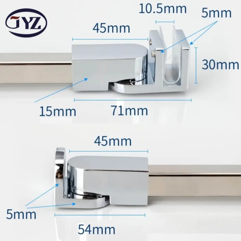Dušas telpas stikla durvju vilkšanas stienis – galva no cinka sakausējuma, stienis no 304 nerūsējošā tērauda, mūsdienīgs minimālisma stils.