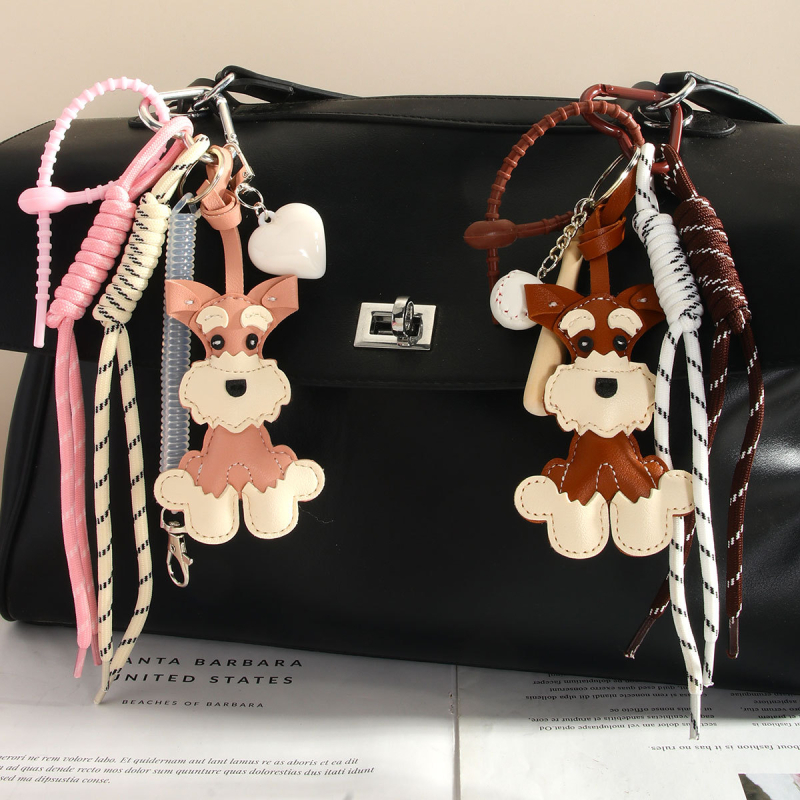 PU Šnaucer štene – privjesak za torbu i ključevima, pleteni konopac dizajn, uzorak štene, stil ličnosti, proljeće 2025