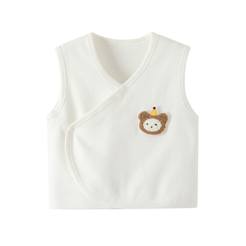 Детска безръкавна жилетка за новородени, памук с вельвет текстура 95%, пролетно‑есенен сезон, без качулка, закопчаване с едно копче, патерни: животни, райета, анимационни