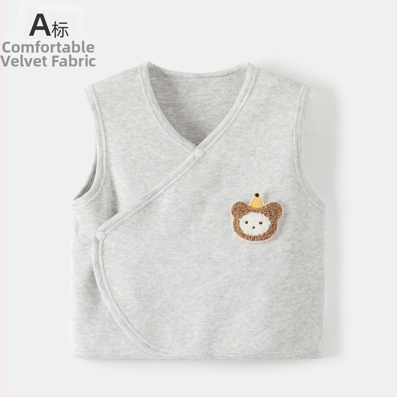 Beebide kapuutsita vest beebidele, puuvillane sametist vest, 95% puuvill, kevad-sügises, ees ühe nupuga kinnituv, mustrid: loomad, triibud, multikad