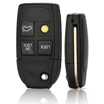 Volvo 4 mygtukų sulankstomas raktų korpusas – modelis F005, suderinamas su XC90 S80 S60; Medžiagos: ABS + varis; Raktų peilis: varis